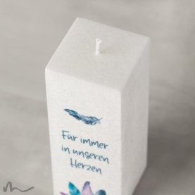 Trauerkerze Docht Federn 6 x 6 x 15 cm