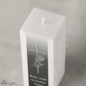 Trauerkerze Docht Rose 6 x 6 x 15 cm