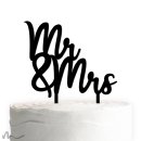 Cake Topper Mr und Mrs Schriftzug Schwarz