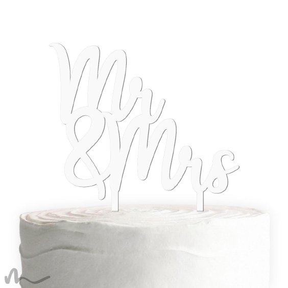 Cake Topper Mr und Mrs Schriftzug Weiss