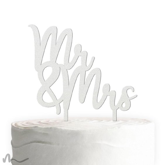 Cake Topper Mr und Mrs Schriftzug Satiniert