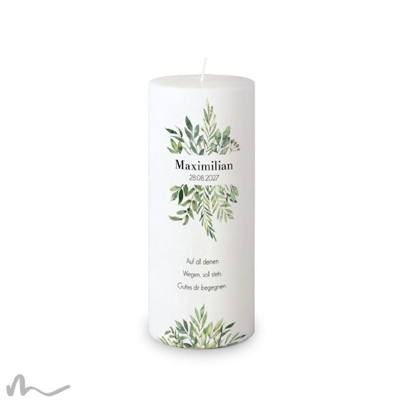Konfirmationskerze Docht Greenery Ø8 x 20 cm