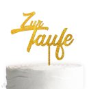 Cake Topper Zur Taufe zweizeilig Gold Glitzer