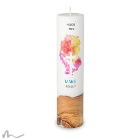 Taufkerze Holzelement Docht Abendrot Ø6 x 25 cm