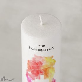 Konfirmationskerze Holzelement Docht Abendrot Ø6 x 25 cm