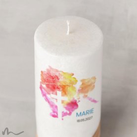 Konfirmationskerze Holzelement Docht Abendrot Ø8 x 20 cm