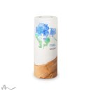 Konfirmationskerze Holzelement Aquatöne Ø8 x 20 cm