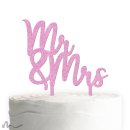 Cake Topper Mr und Mrs Schriftzug Pink Glitzer