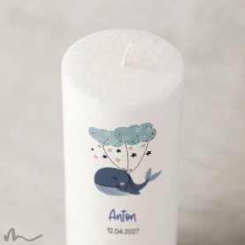 Kommunionkerze Docht Blauwal Ø8 x 20 cm