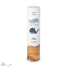Taufkerze Holzelement Docht Blauwal Ø6 x 25 cm