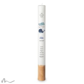 Taufkerze Holzelement Docht Blauwal Ø4 x 40 cm