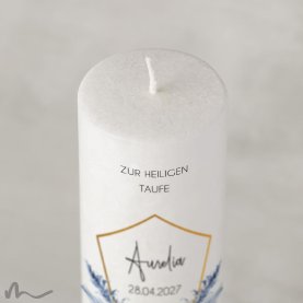 Taufkerze Holzelement Docht Boho Chic Ø6 x 25 cm