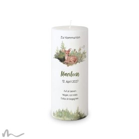Kommunionkerze Docht Rehkitz Ø8 x 20 cm