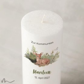 Kommunionkerze Docht Rehkitz Ø8 x 20 cm