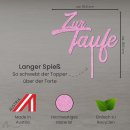 Cake Topper Zur Taufe zweizeilig Pink Glitzer