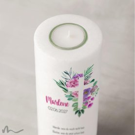 Konfirmationskerze Florales Kreuz Ø8 x 20 cm
