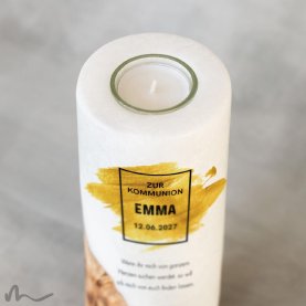 Kommunionkerze Holzelement Goldene Zeiten Ø8 x 20 cm