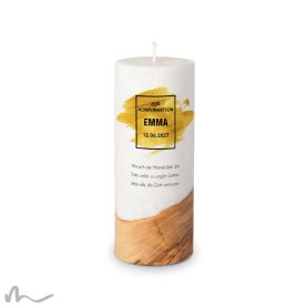 Konfirmationskerze Holzelement Docht Goldene Zeiten Ø8 x 20 cm