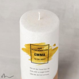 Konfirmationskerze Holzelement Docht Goldene Zeiten Ø8 x 20 cm