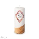 Kommunionkerze Holzelement Docht Herbstlich Ø8 x 20 cm
