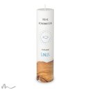 Konfirmationskerze Holzelement Docht Klares Wasser Ø6 x 25 cm