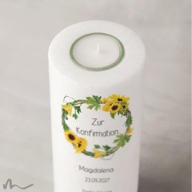 Konfirmationskerze Sonnenblumen Ø8 x 20 cm