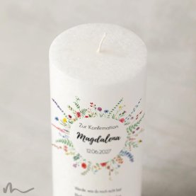Konfirmationskerze Docht Wiesenblumen Ø8 x 20 cm