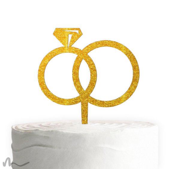 Cake Topper Ringe Gold Glitzer