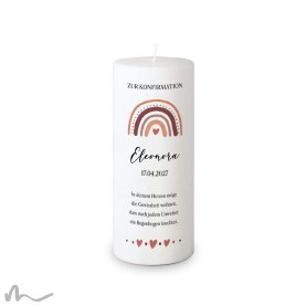 Konfirmationskerze Docht Regenbogen Erdtöne Ø8 x 20 cm