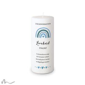 Konfirmationskerze Docht Regenbogen Blautöne Ø8 x 20 cm