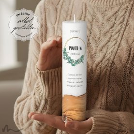 Taufkerze Holzelement Docht Eukalyptus Ø6 x 25 cm