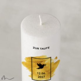 Taufkerze Holzelement Docht Goldene Zeiten Ø6 x 25 cm