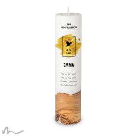 Konfirmationskerze Holzelement Docht Goldene Zeiten Ø6 x 25 cm