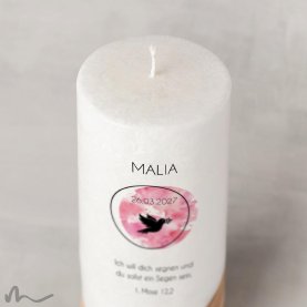 Taufkerze Holzelement Docht Kreisrund Ø8 x 20 cm