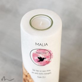 Kommunionkerze Holzelement Kreisrund Ø8 x 20 cm