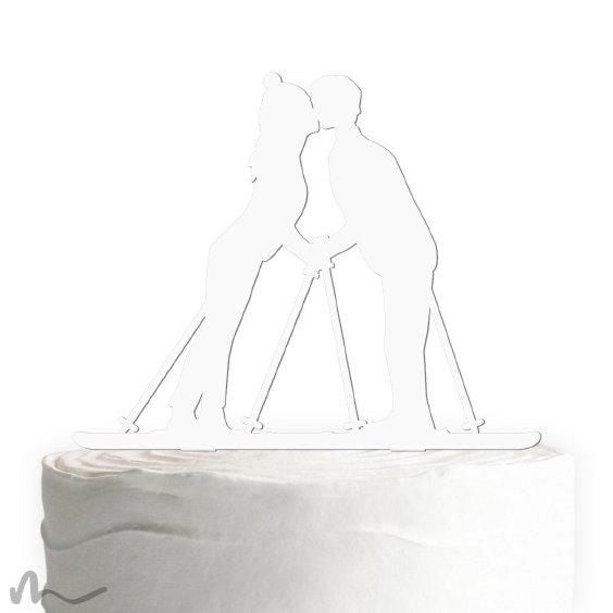 Cake Topper Skifahrer Weiss