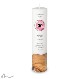 Taufkerze Holzelement Docht Kreisrund Ø6 x 25 cm