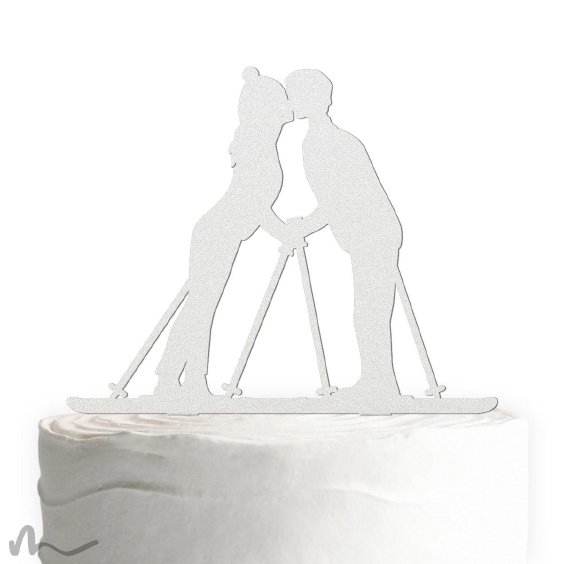 Cake Topper Skifahrer Satiniert