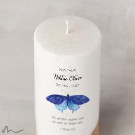 Taufkerze Holzelement Docht Stille Stunde Ø8 x 20 cm