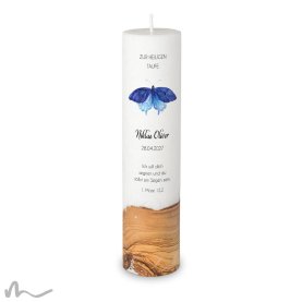Taufkerze Holzelement Docht Stille Stunde Ø6 x 25 cm