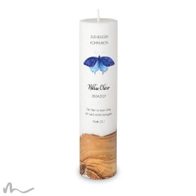 Kommunionkerze Holzelement Docht Stille Stunde Ø6 x 25 cm