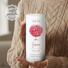 Taufkerze Docht Herzbaum Ø8 x 20 cm