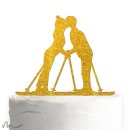 Cake Topper Skifahrer Gold Glitzer