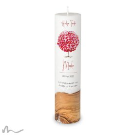 Taufkerze Holzelement Docht Herzbaum Ø6 x 25 cm