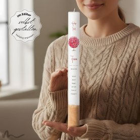 Taufkerze Holzelement Docht Herzbaum Ø4 x 40 cm