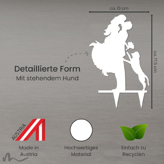 Cake Topper Sprung mit Hund Weiss