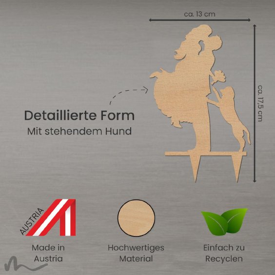 Cake Topper Sprung mit Hund Holz