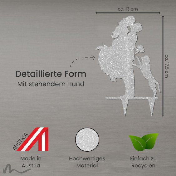 Cake Topper Sprung mit Hund Silber Glitzer