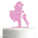 Cake Topper Sprung mit Hund Pink Glitzer