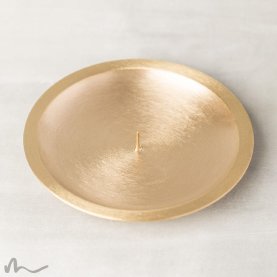 Kerzenteller Messing gebürstet mit Dorn gold Ø 13 cm zweite Wahl